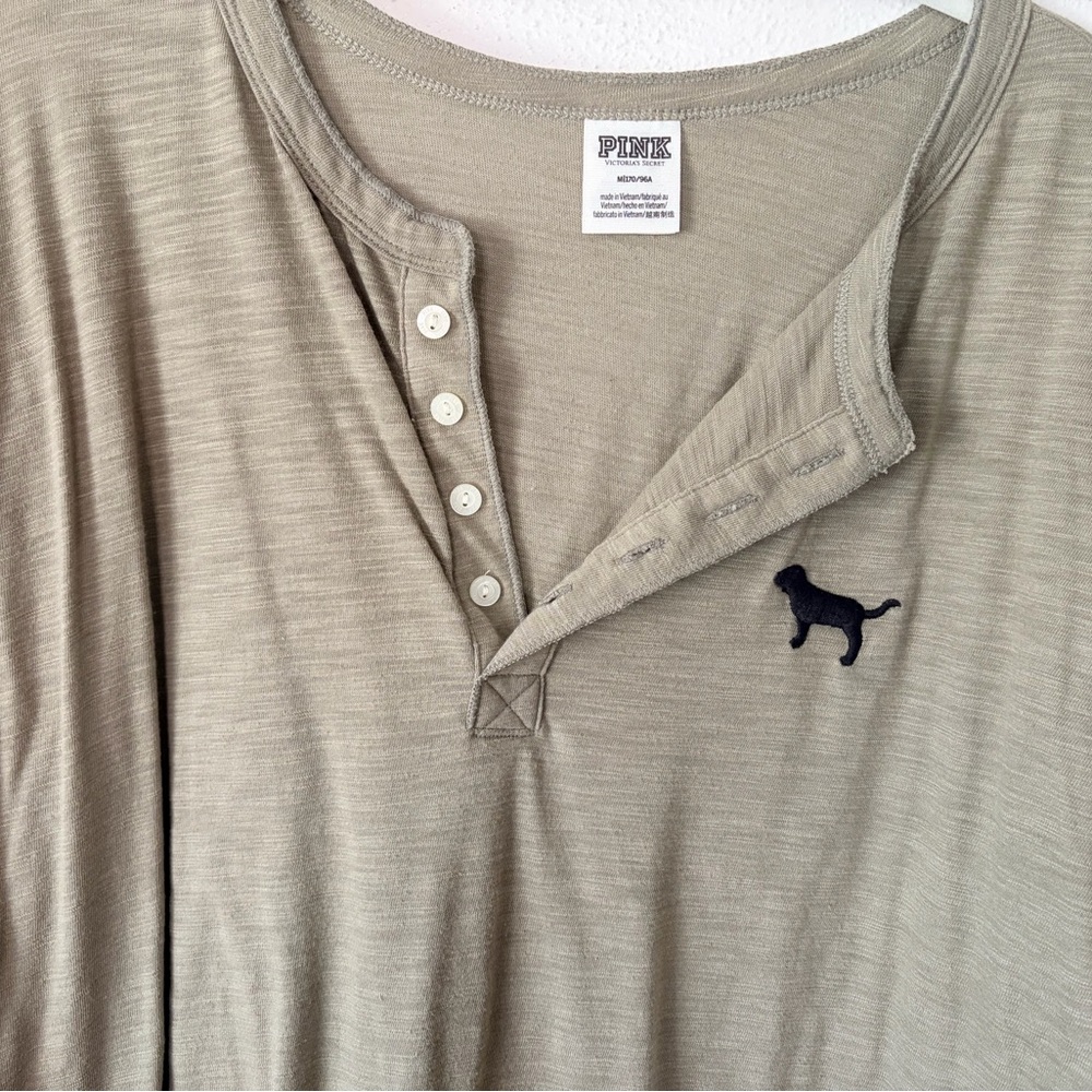 PINK Victoria's Secret Sage Long Sleeve Henley - Picture 2 of 4